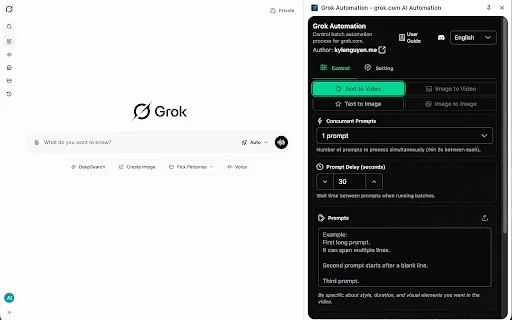 Grok Automation ڈاؤن لوڈ کریں – Grok.com پر خودکار AI پروسیسنگ - Screenshot 1