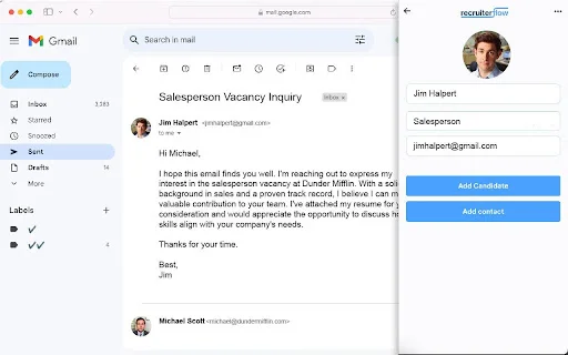 Recruiterflow Chrome Extension ڈاؤن لوڈ کریں – بہترین ریکروٹنگ ٹول - Screenshot 1