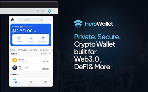 Hero Wallet ڈاؤن لوڈ کریں – محفوظ اور پرائیویسی پر مبنی کرپٹو والیٹ - Screenshot 1