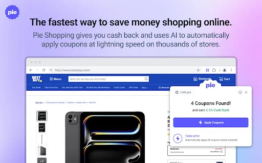 Pie Shopping: AI Cash Back اور کوپن حاصل کریں – مفت ڈاؤن لوڈ - Screenshot 1