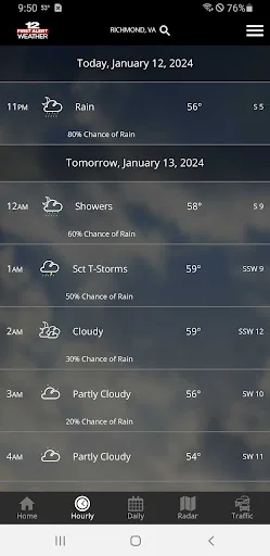 WWBT First Alert Weather ڈاؤن لوڈ کریں – درست موسم کی پیشن گوئی - Screenshot 2