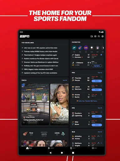 ESPN ایپ ڈاؤن لوڈ کریں – کھیلوں کے تازہ ترین اسکورز اور لائیو اپ ڈیٹس حاصل کریں - Screenshot 10